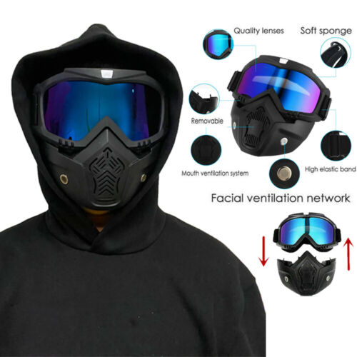 SRPHERE Motorcycle Helmet Goggles with Removable Face Shield/Face Mask/Eyewear Riding Offroad Goggles/Anti Scratch UV Protective Goggles